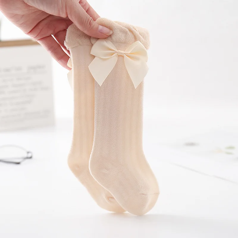 Милые детские носки с бантом летние тонкие кружевные дышащие гольфы для