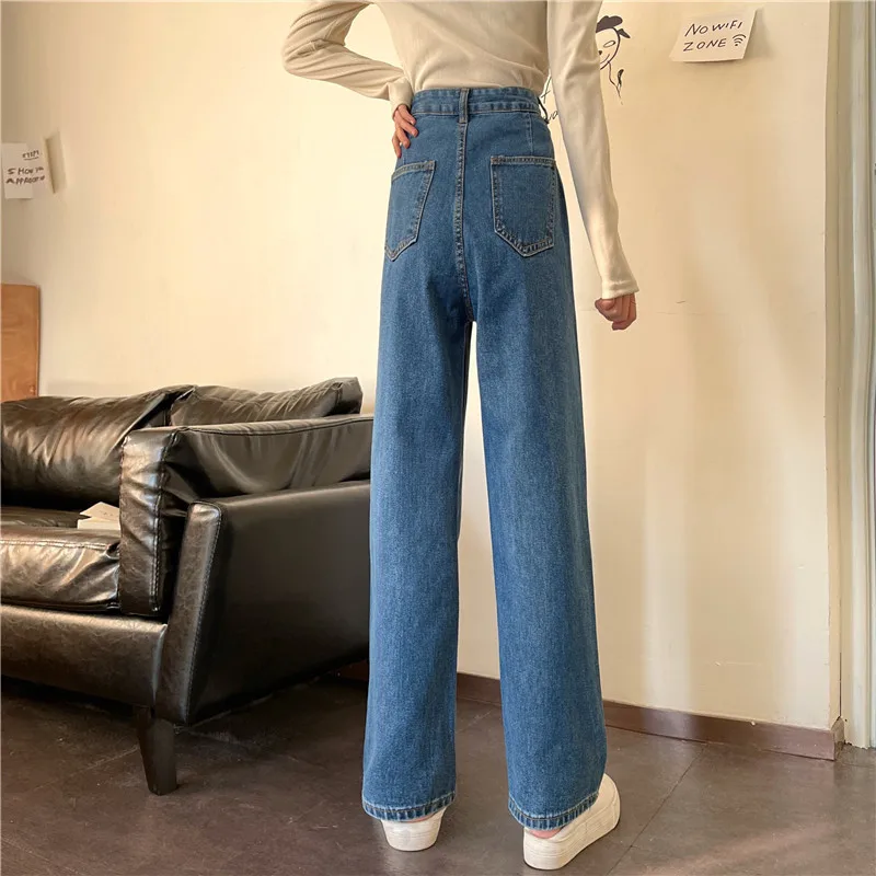 

2021 new ins trend high waist jeans women's spring and summer loose straight pants