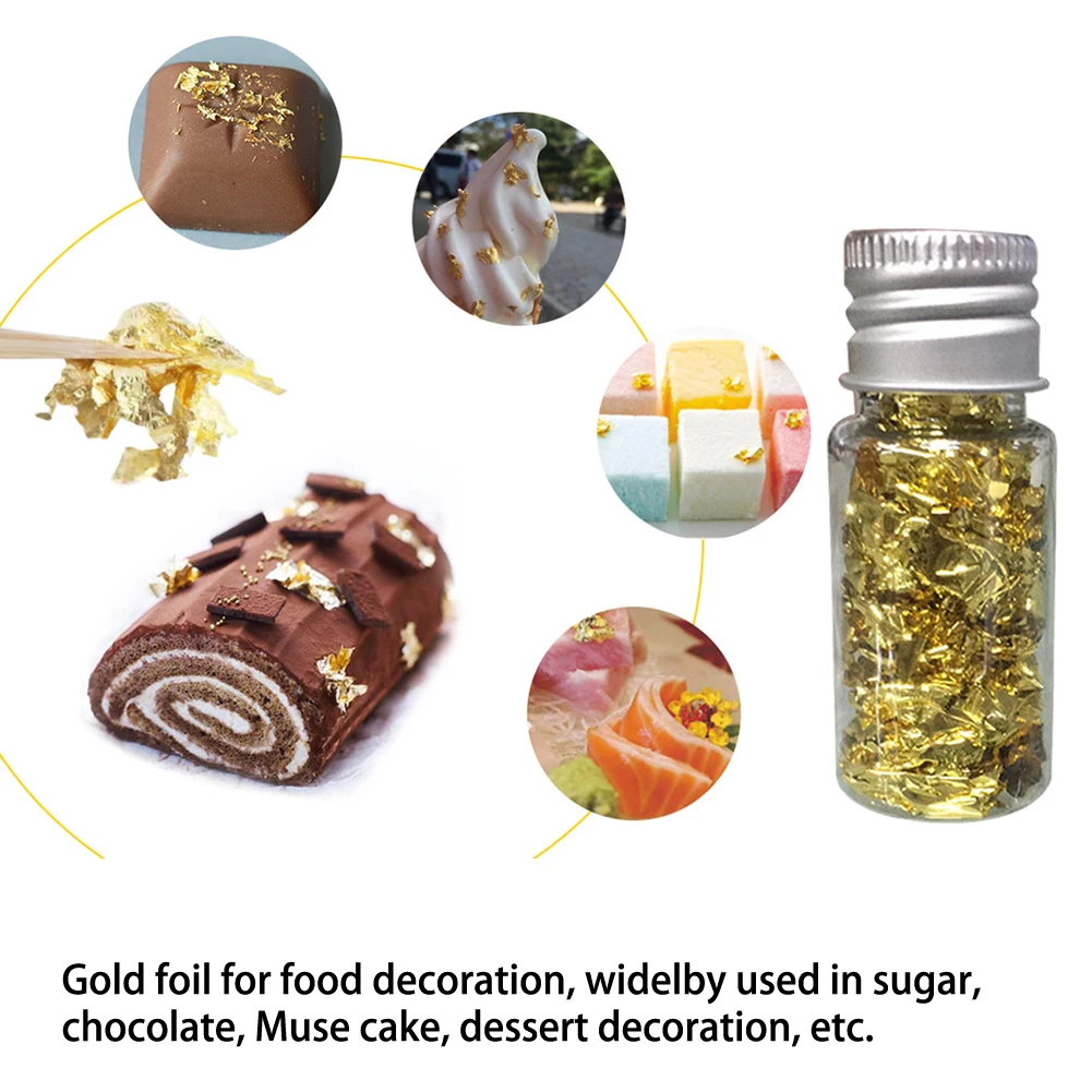 

Edible Grade Genuine Gold Leaf Schabin Flakes Gold Decorative Dishes Chef Art Cake Decorating Tools Chocolates Baking Decoration
