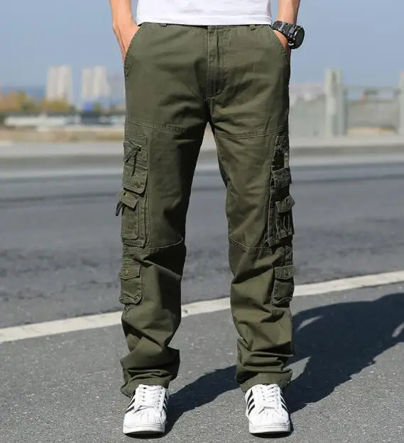 Men Cargo Pants Men's Straight Loose Trendy Casual Outdoor Multi-Pocket Plus Size 28-38 | Мужская одежда