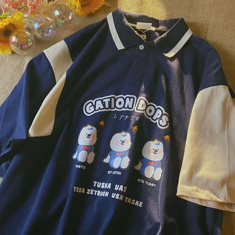 

Футболка-поло в стиле Харадзюку для девочек-подростков