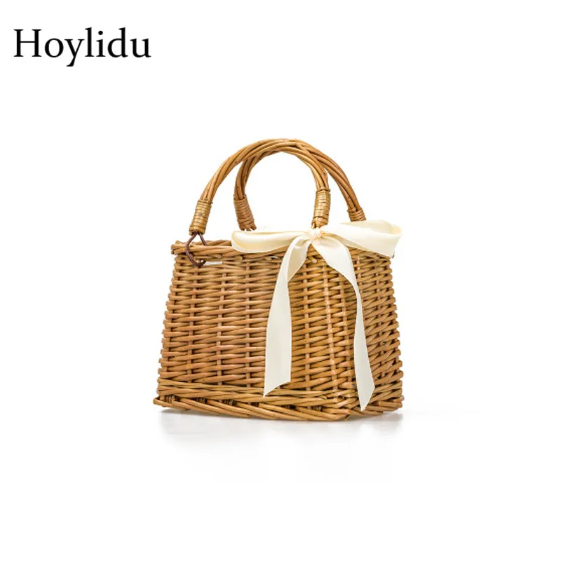 Женская плетеная сумочка ручной работы летняя пляжная соломенная сумка с