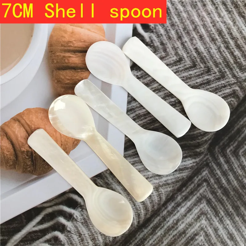 

7CM Natural Shell Spoon White Conch Spoon Coffee Spoon Tablespoon Hotel Kitchen Dessert Spoon of Salt Spoon