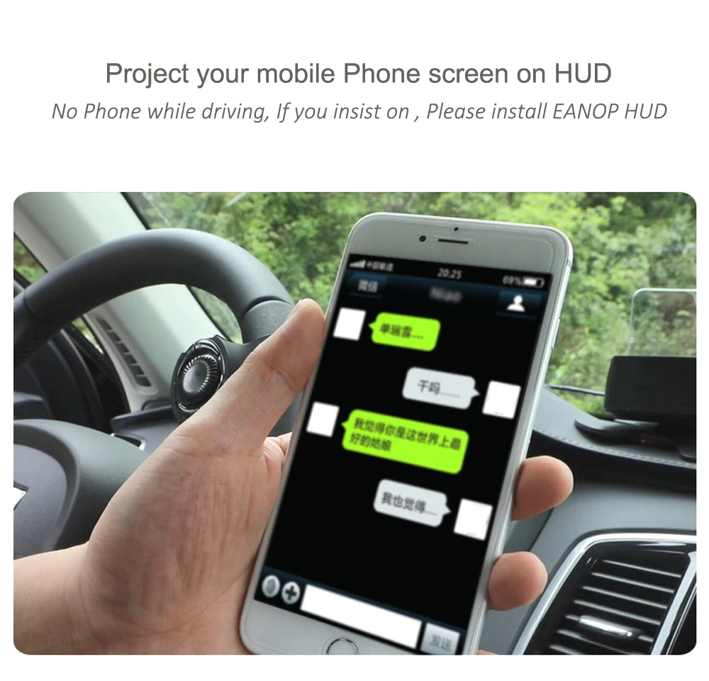 EANOP зеркало HUD Дисплей Спидометр OBD2 датчик с голосовым управлением Поддержка Carplay Google карта FM передатчик
