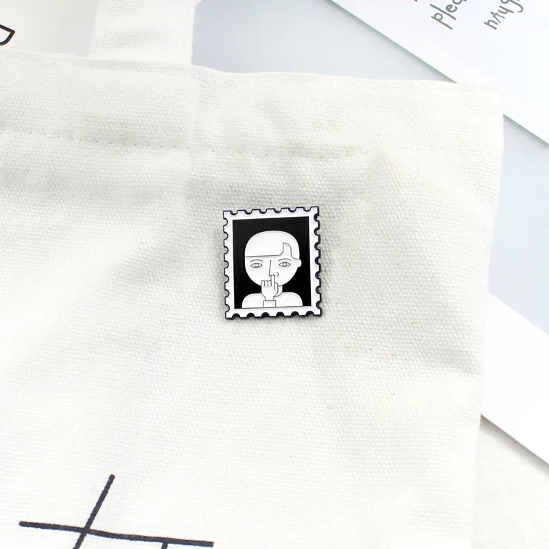 Креативная брошь в стиле панк с изображением фотографий мальчика черные и белые