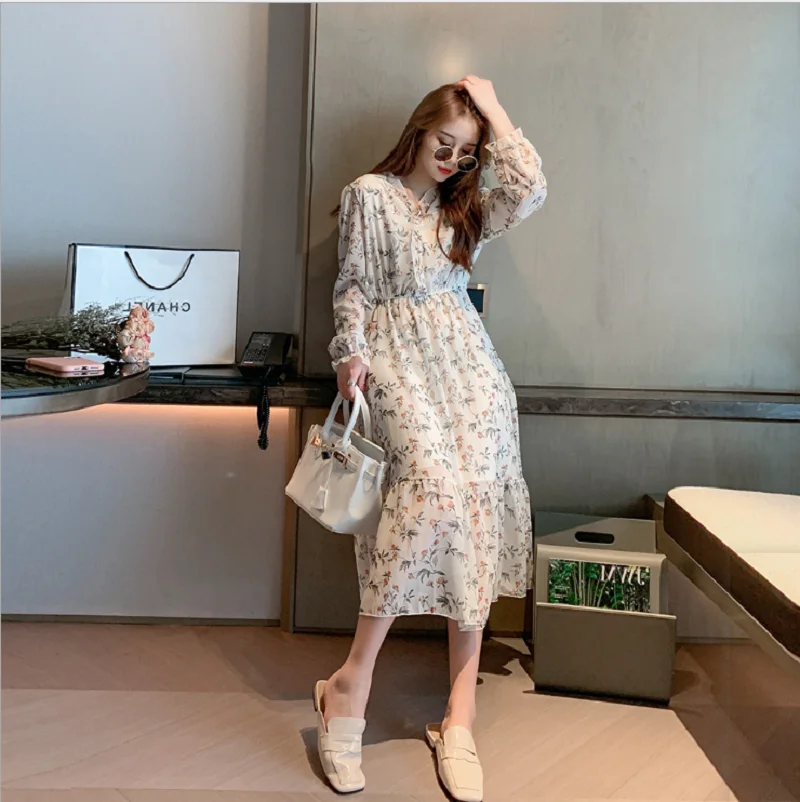 

New Women's Long Dress 2021 Ladies Retro Stiching Vestidos Plus Size Female Lace Up Robe Femme Longue Casual Solid Sundress