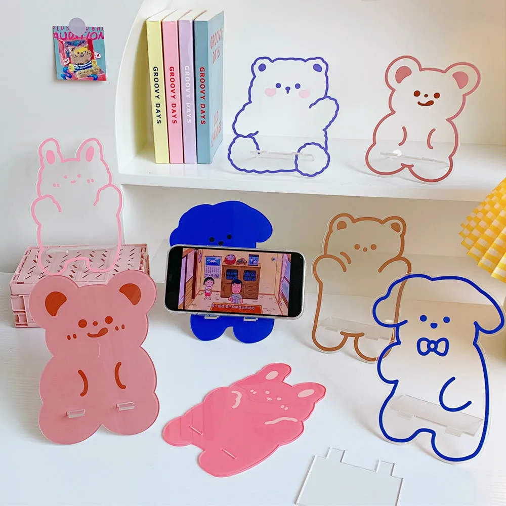 minkys kawaii bear portable acrylic holder for ipad mobile phone holder cute phone stand holder holder office stationery free global shipping