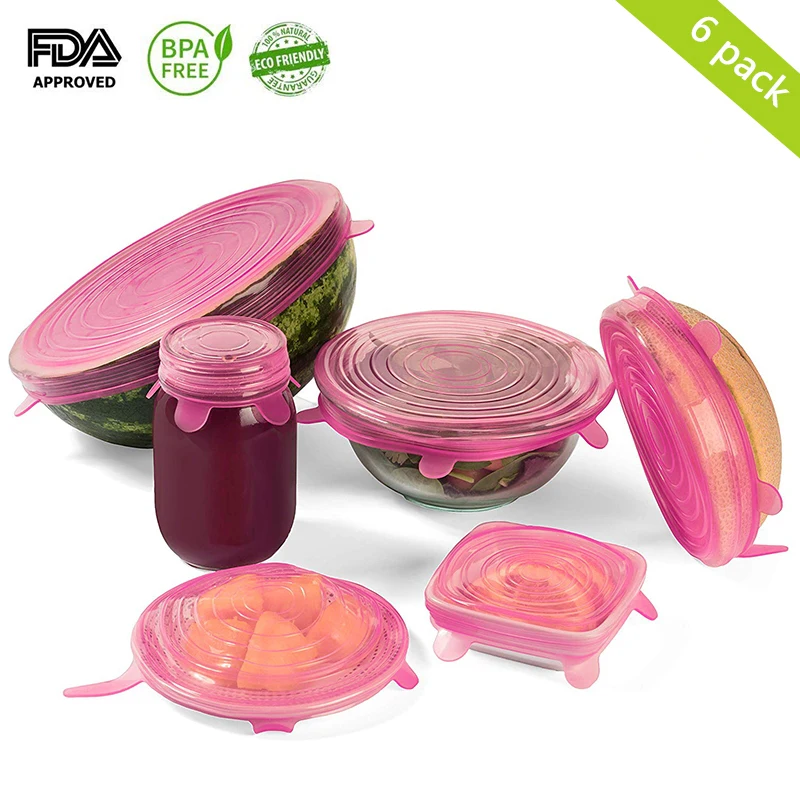 6 шт. силиконовые крышки для кухонных принадлежностей|Целлофановые и пластиковые