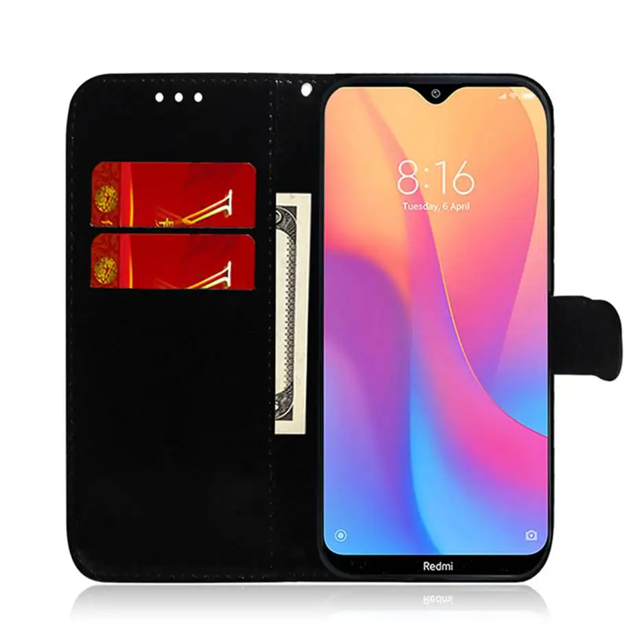 Лазерный флуоресцентный флип-чехол для Xiaomi Redmi 8 8A кожаный чехол-бумажник