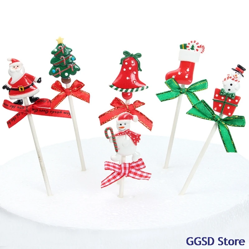10 шт./компл. рождественские топперы для торта мультяшный снеговик Рождественская