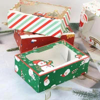 12pcsset christmas cookie box bakery gift boxes with clear window new style paper box christmas candy box for holiday