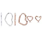 Женские серьги-кольца из серебра 925 пробы, с асимметричным сердцем