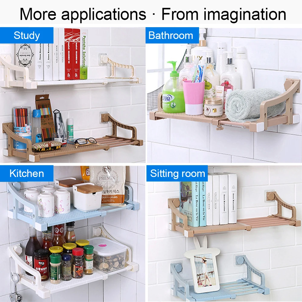 

Adjustable Closet Organizer Storage Shelf Wall Mounted Kitchen Rack Space Saving Wardrobe Decorative Shelves Cabinet Holders