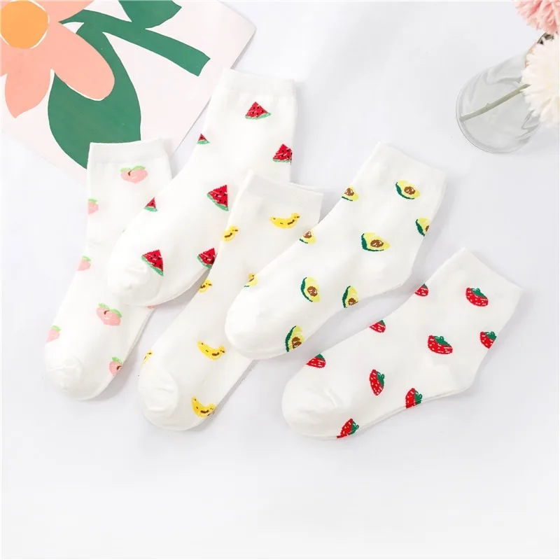 Японские хлопковые носки с авокадо женские корейские милые уличные в стиле