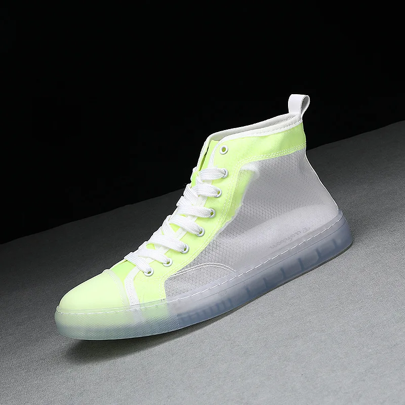 Мужская парусиновая обувь Высокие кроссовки на шнуровке Повседневная дышащая