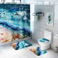 Bathroom Rug Set with Waterproof Shower Curtain Bathroom Decoration Bath Mats Set Bathroom Carpet Rugs Toilet Mat Foot Mat