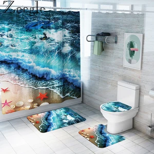 bathroom rug set with waterproof shower curtain bathroom decoration bath mats set bathroom carpet rugs toilet mat foot mat free global shipping