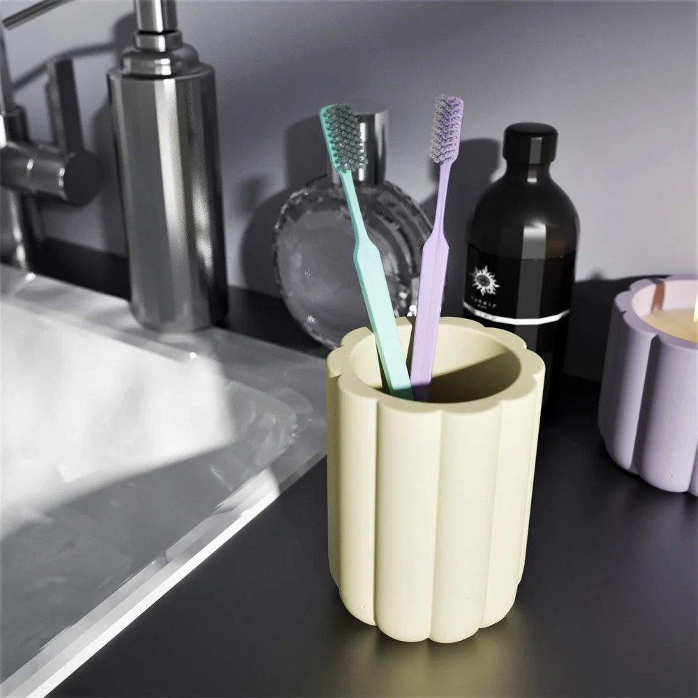 Concrete Silicone Candle Jar Mold DIY Cement Soap Dish Bathroom Accessories Set Mould Nordic Toothbrush Holder Making Tool | Дом и сад