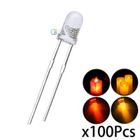 3mm 5mm candle led flicker red yellow light flickering leds flash blink blinking flicker dip led diodes intermitente lights lamp