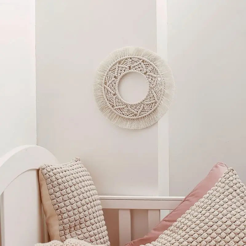 

Round Bohemian Fringed Wall Macrame Tapestry Home Wedding Ceremony Hanging Tapestries Cotton Rope Nordic Boho Decoration Gift