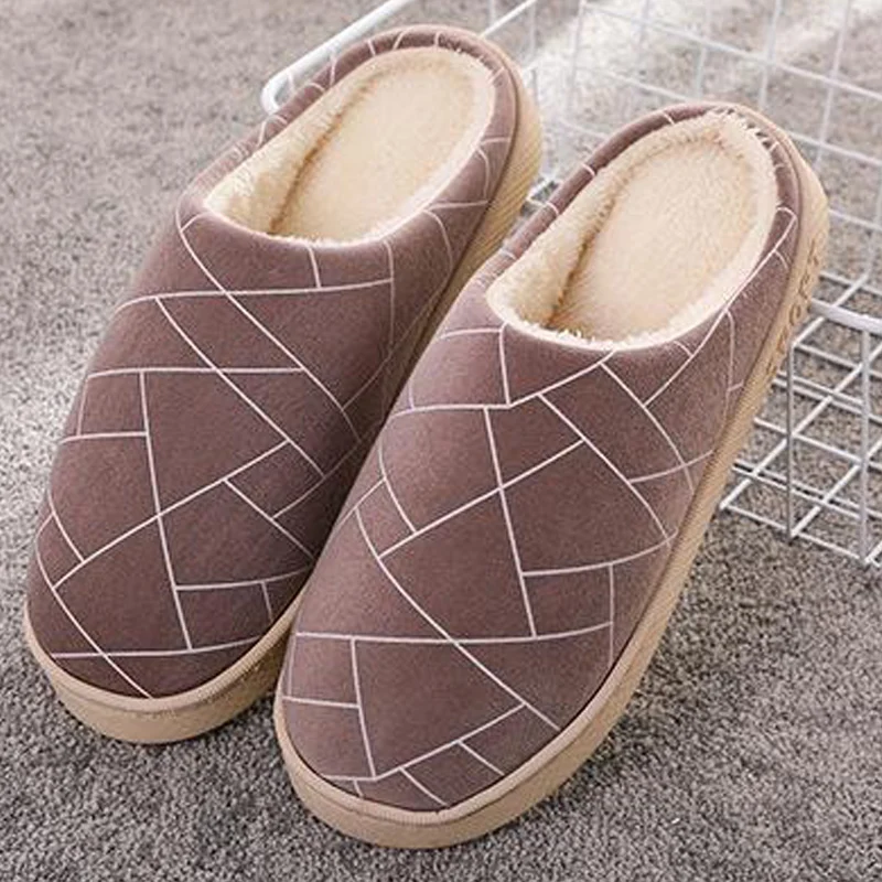 

Winter Womens Slippers Fluffy Fur Concise Geometric Slipper Shoe Short Plush Zapato De Mujer Flats Couple Shoes Indoor Shoes