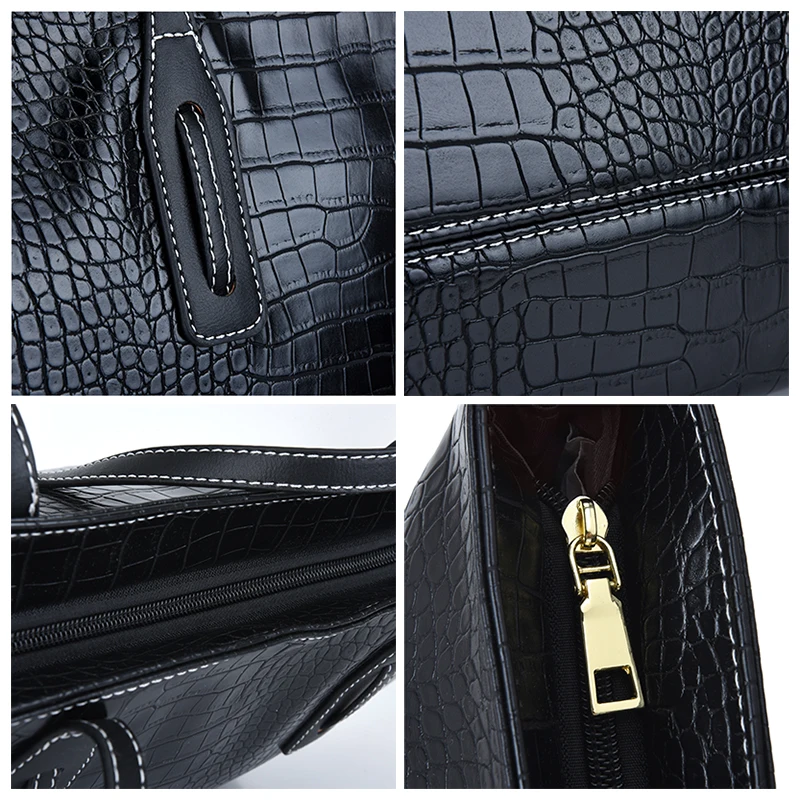 

Korean Simple Large Capacity Soft Leather Bag For Women Crocodile pattern One Shoulder Messenger Bag Versatile Handbag Tote Bag