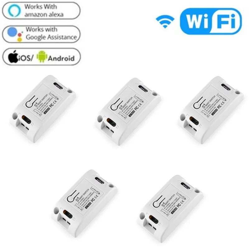

Умный выключатель Tuya Wi-Fi 1/2/3/4/5 шт., переключатель для умного дома, голосовой пульт дистанционного управления Wi-Fi + RF 433, с поддержкой Alexa Google