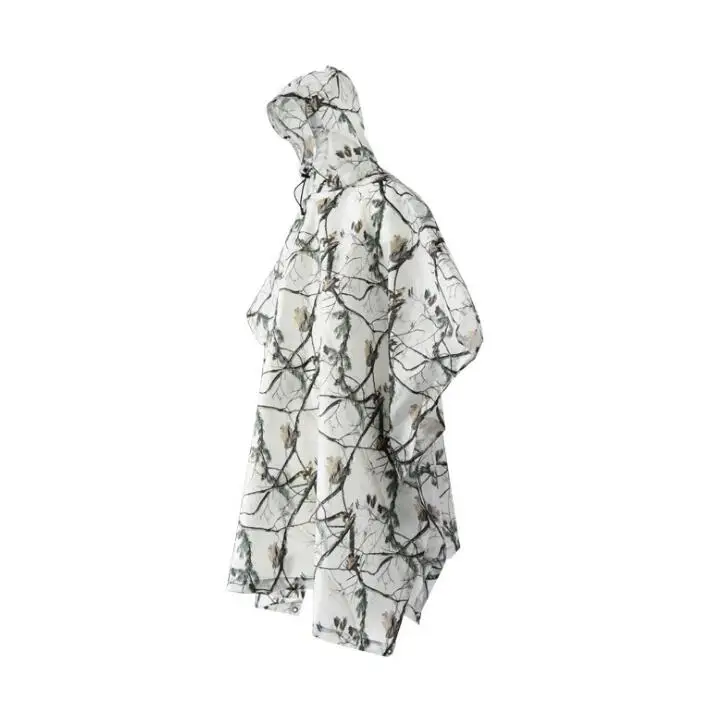 Lightweight White Camo Waterproof Hooded Long Raincoat Poncho Hunting Camping Tent Tarp | Спорт и развлечения