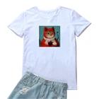 Женская футболка с принтом кошки питьевой кофе, милая женская футболка с мультяшным принтом, уличная одежда в стиле Харадзюку, Женская Повседневная хлопковая футболка, женская футболка