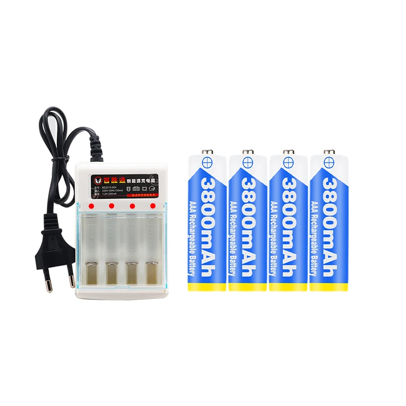 Figh quality 1.2V 3800mAh NI MH AAA Pre-Charged Ni-MH Rechargeable aa Battery For Toys Camera Microphone Batteries + Charger | Электроника