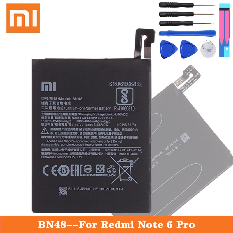 Оригинальный аккумулятор Xiao Mi для телефона BN48 4000 мАч Xiaomi Redmi Note 6 Pro