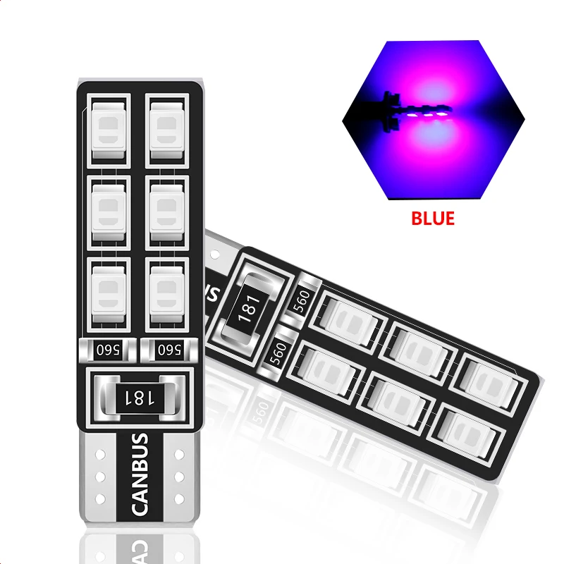 1 шт. T10 W5W Автомобильный светодиодный светильник CANBUS 12 свет 3528 SMD габаритная лампа для чтения 194 168 2825 сигнальная лампа белого цвета 12 В