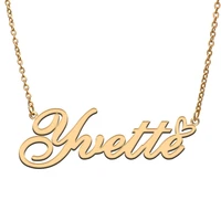love heart yvette name necklace for women stainless steel gold silver nameplate pendant femme mother child girls gift