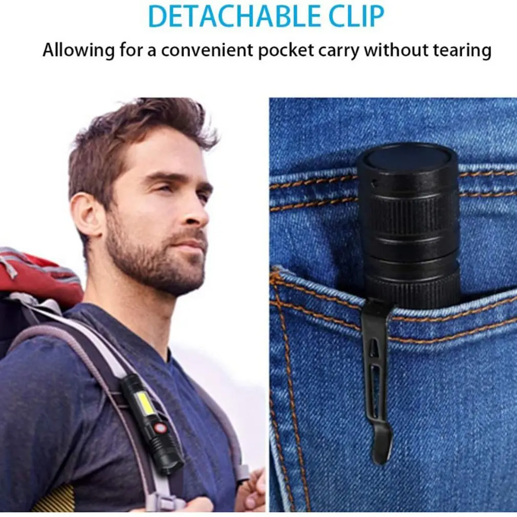 

2pcs/set YF2005C Charging Side Lamp Long Shot T6 Outdoor Aluminum Alloy Tail Magnet With Detachable Clip Adjustable Focus