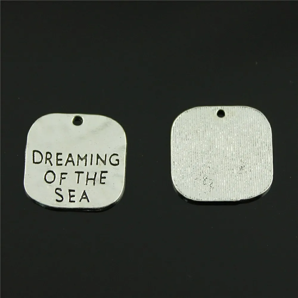 10 шт. Dreaming Of The Sea Квадратный Кулон Шарм 2 Цвета пластины Подвески 19 мм|Шармы| |