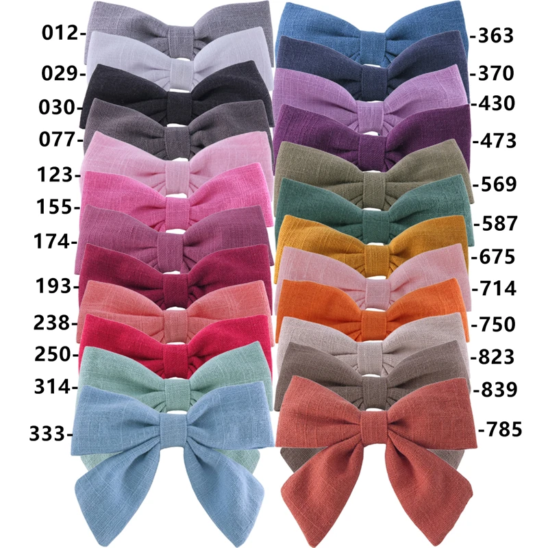 2 PCS Fully Wrapped Hair Clips Sailor Bows Baby Girls Cotton Linen Hair Bows Barrettes Toddler Kids Hairbow Hairgrips Headwear
