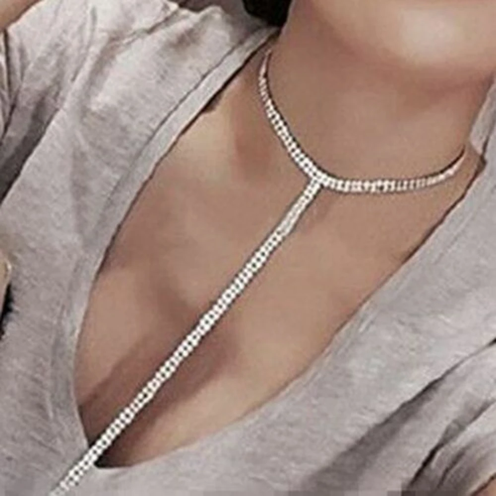 Romantic Necklace Pendant Collar Choker Long Chain Super Flash Rhinestone Sweater Decoration Jewelry Accesories Couples Girls |