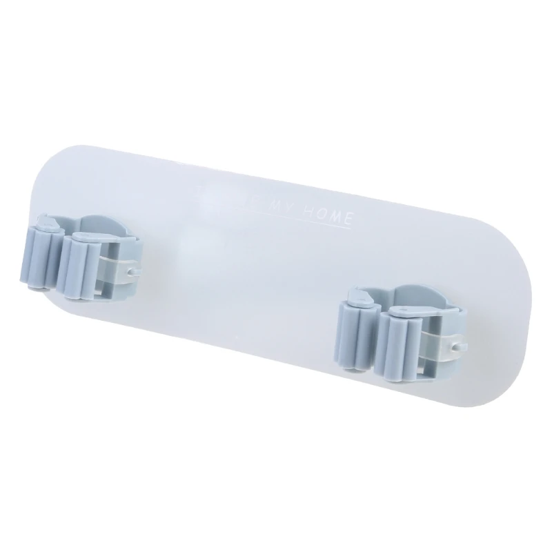 

Kitchen Bathroom Punch-free Self-Adhesive Double Clips Wall Mounted Mop Hook Storage Holder Organizer Shelf