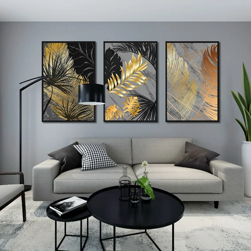 Modern Minimalist Canvas Painting Abstract Geometric Gold Leaf Posters and Prints Nordic Style Kids Room Decor Wall Art Picture | Дом и сад