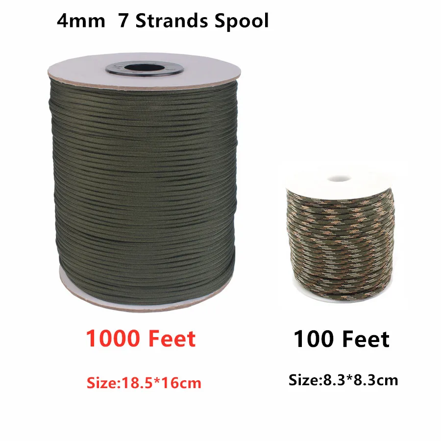 

1000FT Parachute Cord Spool 550 Lanyard Rope Mil Spec Type III 7 Strand Core