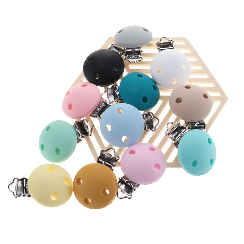 QHBC Mouse 50PCS Silicone Round Pacifier Chain Clips Accessories Baby Teether Chewing Holder Food Grade DIY BPA Free