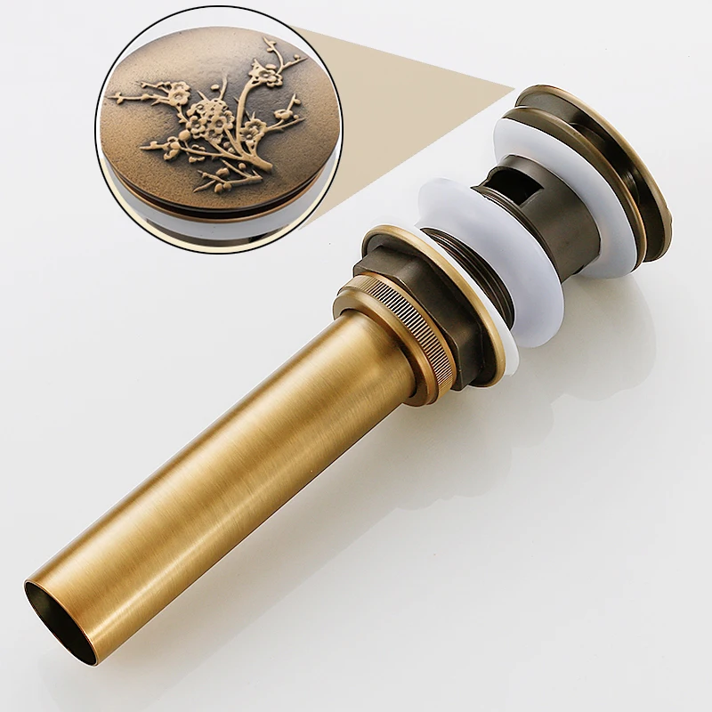 Antique Brass E Роскошная раковина для ванной комнаты, всплывающая сливная латунная с& без перелива раковиной, Слив отходов, 5 цветов на выбор - Цвет: Antique Brass E