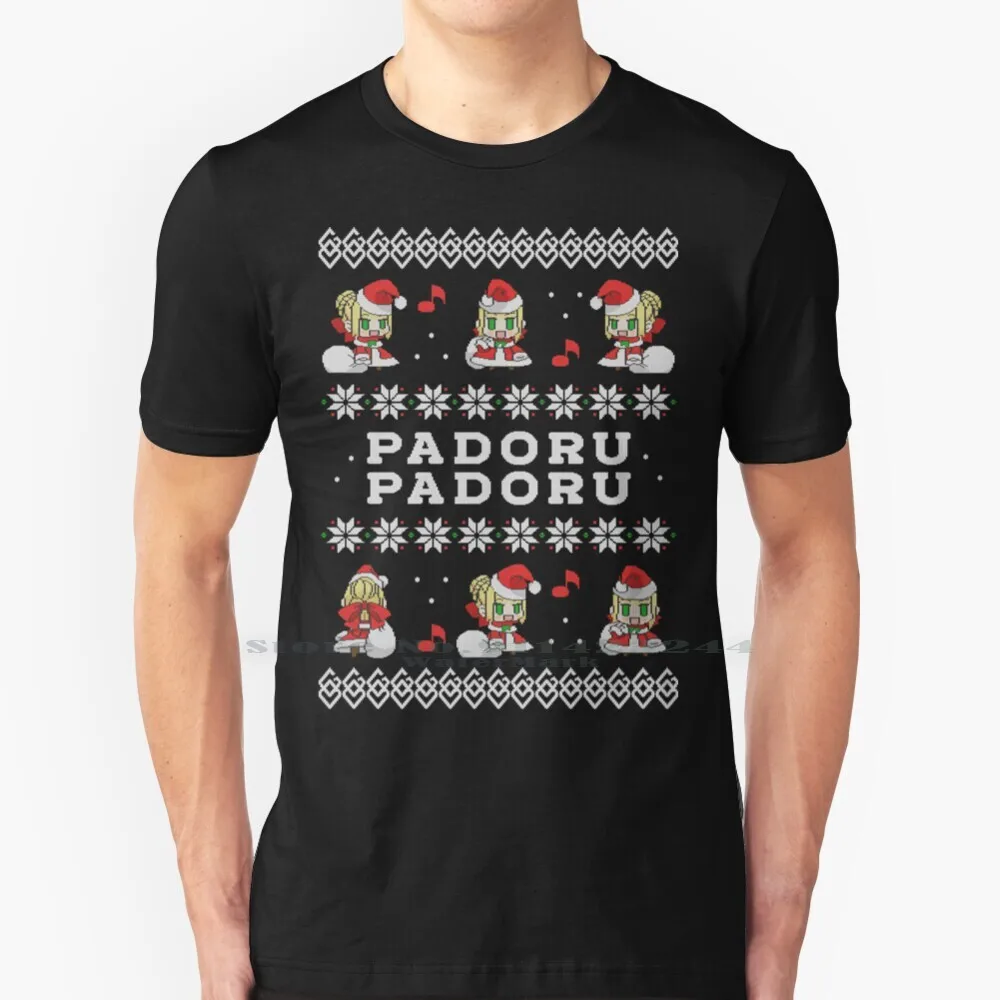 

Хлопковая футболка Padoru 6XL, Рождественский свитер Padoru Saber, черный, зимние праздники, забавный, судьба, большой заказ, Рождество, Рождество