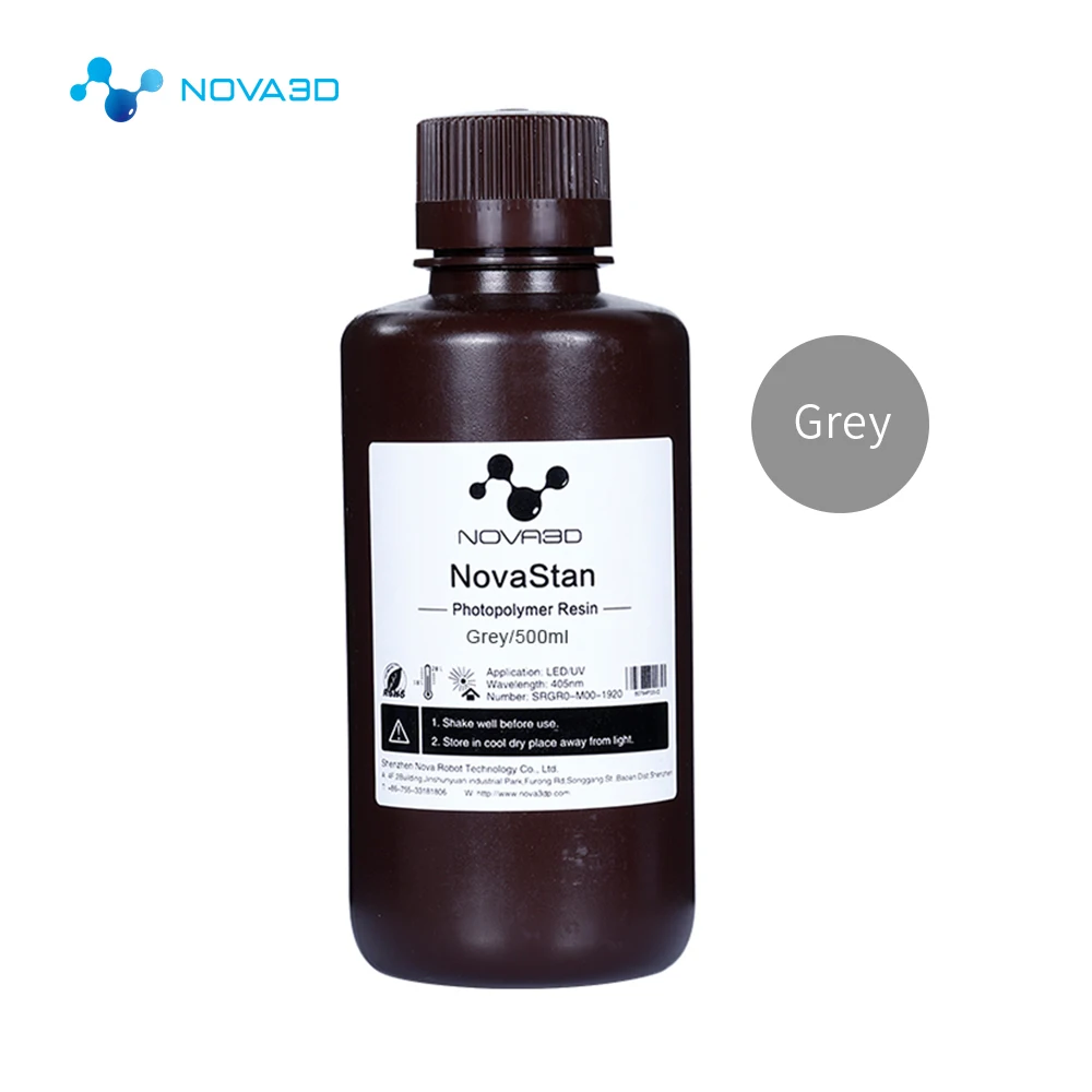500ml Grey NOVA3D 405nm фотополимерная смола УФ смола серый цвет 3d принтер печатный материал lcd DLP SLA УФ чувствительный серый цвет жидкий фотополимер - Цвет: 500ml Grey
