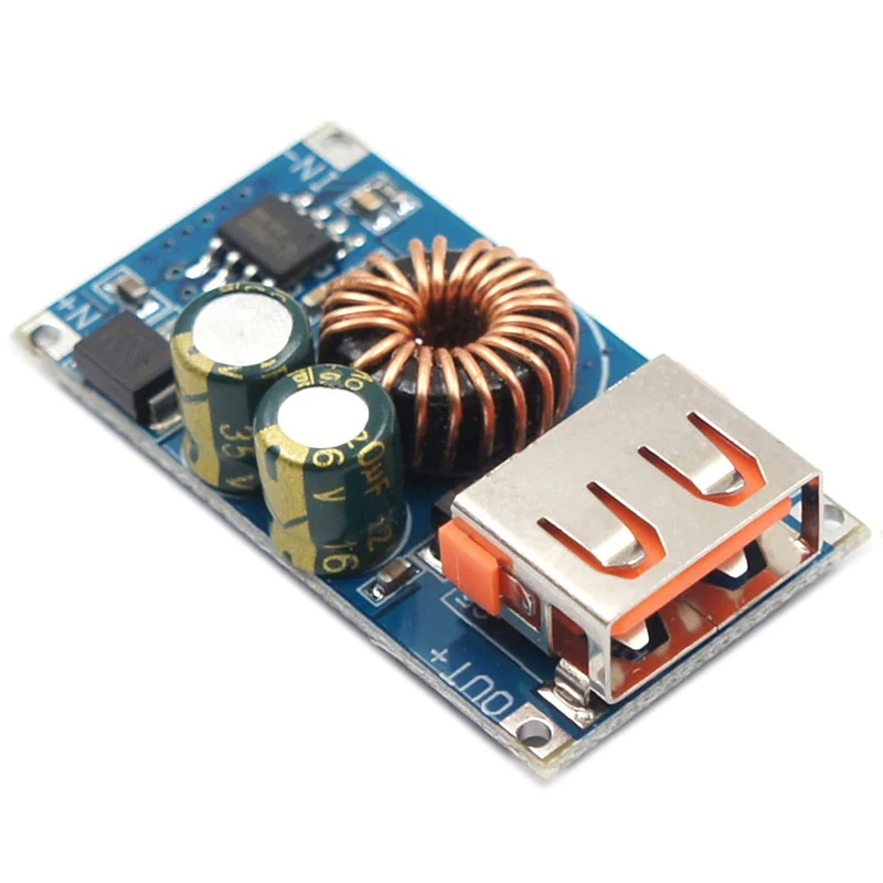 

(5 Pack) 24W USB QC 3.0 Fast Charge Step-Down Buck Module Power 6-30V DC Input Orange Connector