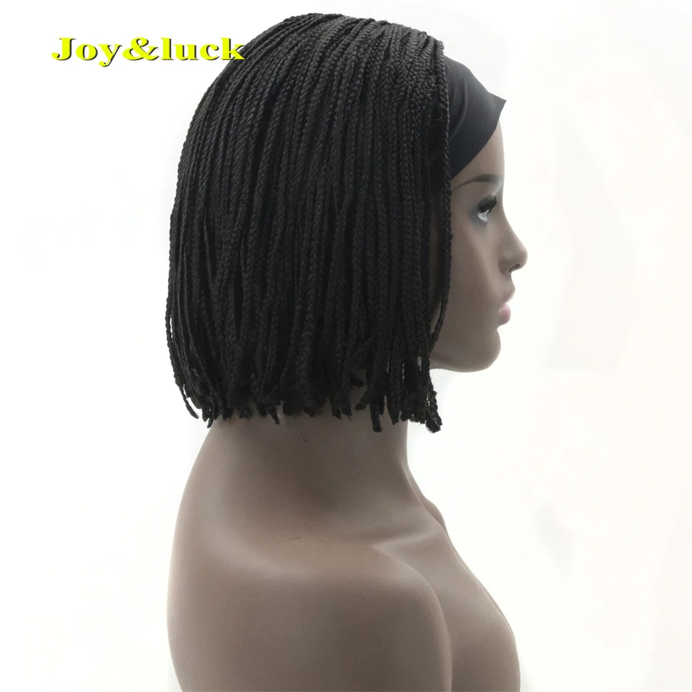 Synthetic Braiding Hair  Headband Wig Short Box Braids Braided Wigs For Women Black Turban Link Crochet Braids Daily Wear Wig