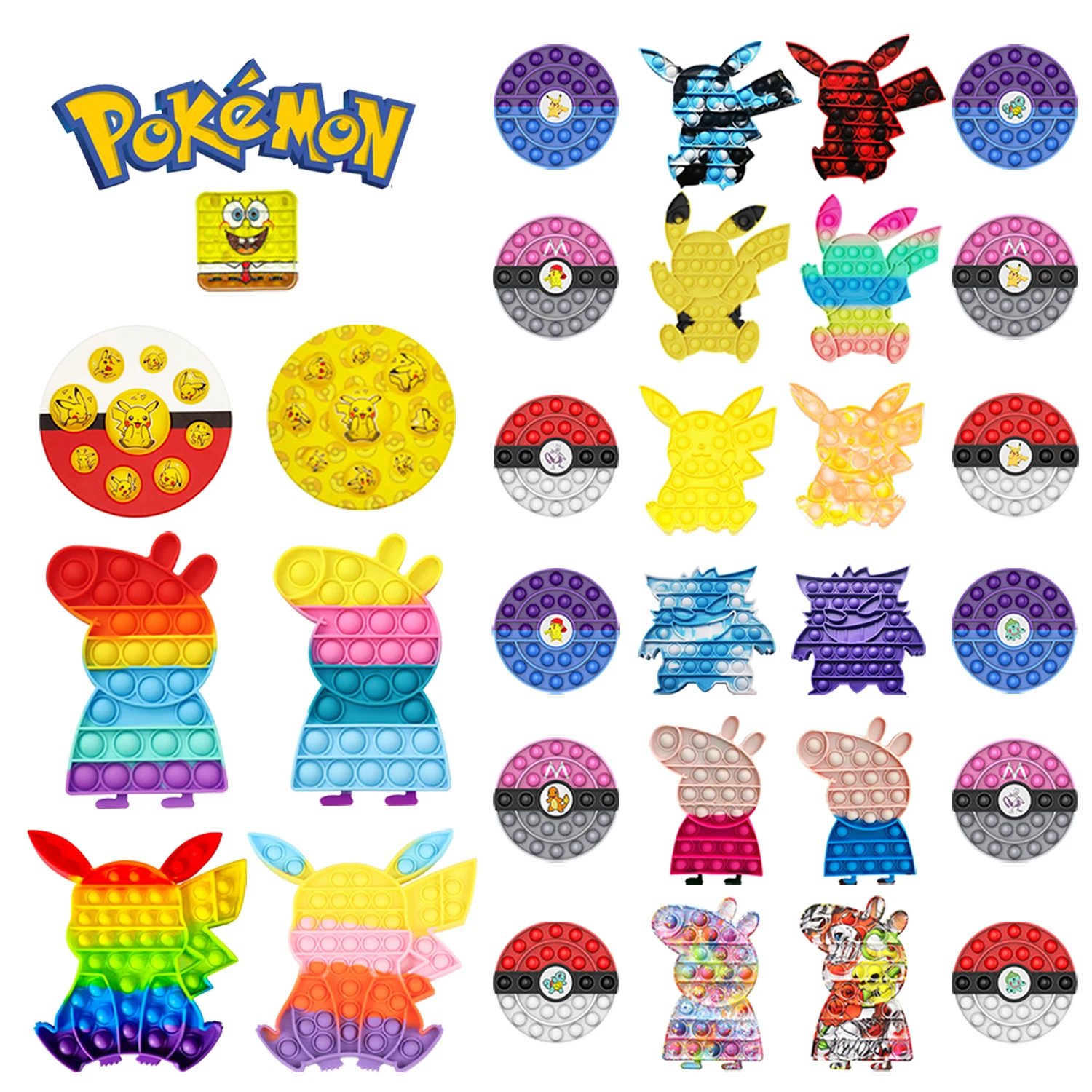 

Игрушки Pop It Fidget Pokemon Пикачу; Чаризард, рождественский подарок, кавайное аниме Хэллоуин, игрушки-сжималки для снятия стресса