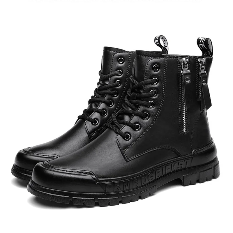 

Ботильоны мужские на платформе, мягкие удобные уличные спортивные короткие сапоги, черные байкерские ботинки из искусственной кожи, 2022