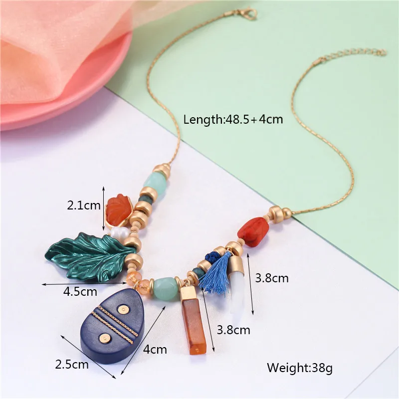 Богемное Золотое женское длинное ожерелье ручной работы Красочные акриловые