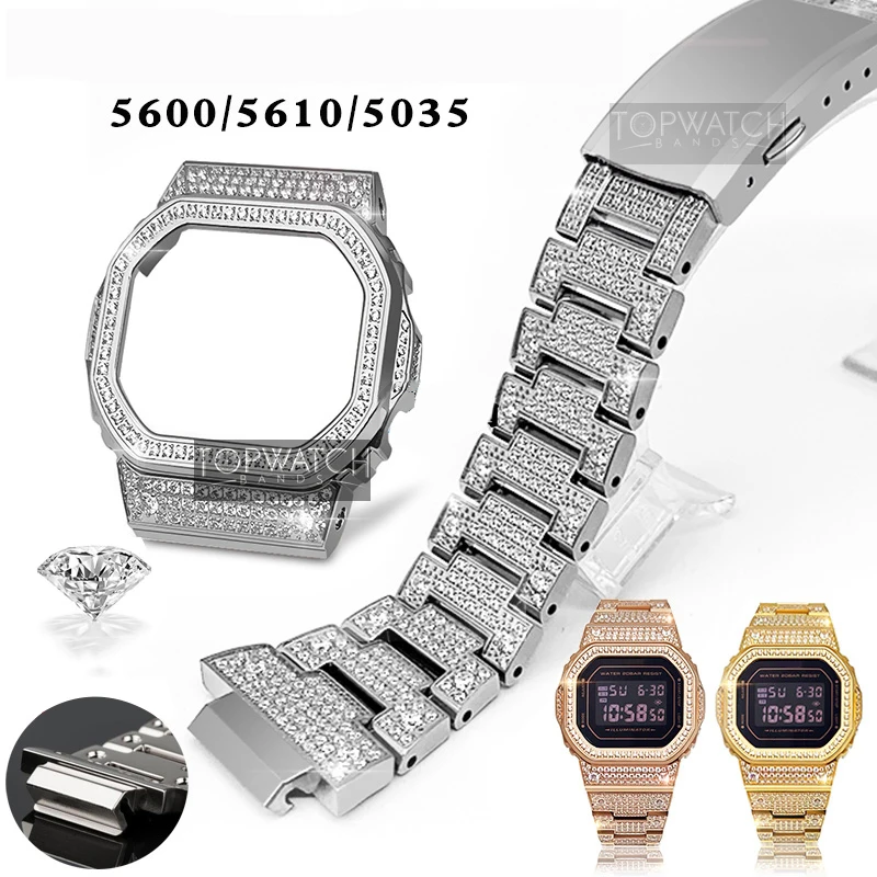 Newest Diamond Dw5600 Metal Case 5610 Bezel 5600 Watch Band Strap Gw-m5610 Dw-5600 Watchband Tools Accessories Stainless Steel